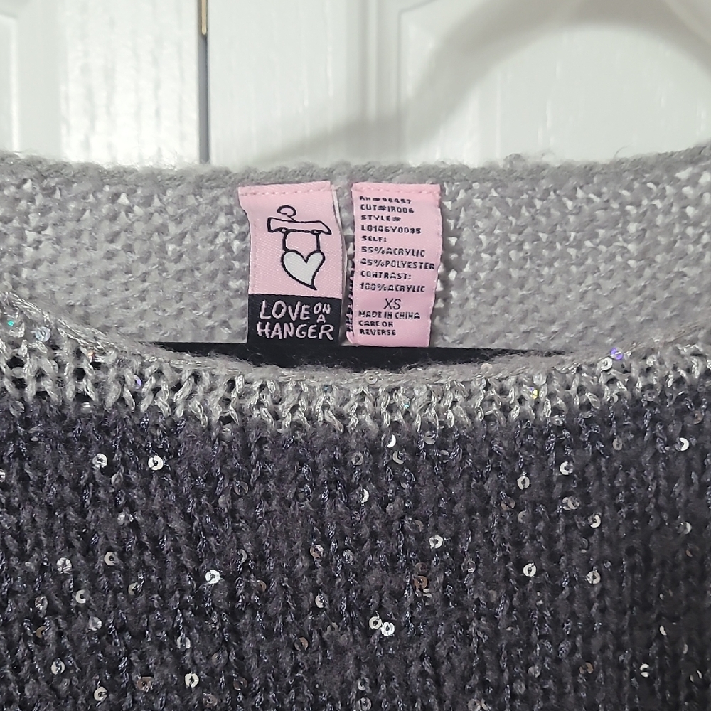 Love on a Hanger Charcoal Sequin Knit Top